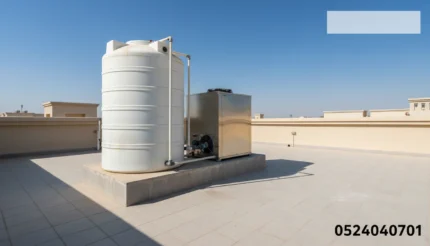 جهاز تبريد مياه الخزانات مع رقم التواصل ومكان مخصص لوضع شعار الشركة