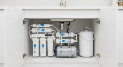 نظام تحلية منزلي RO في الإمارات مثبت داخل مطبخ حديث