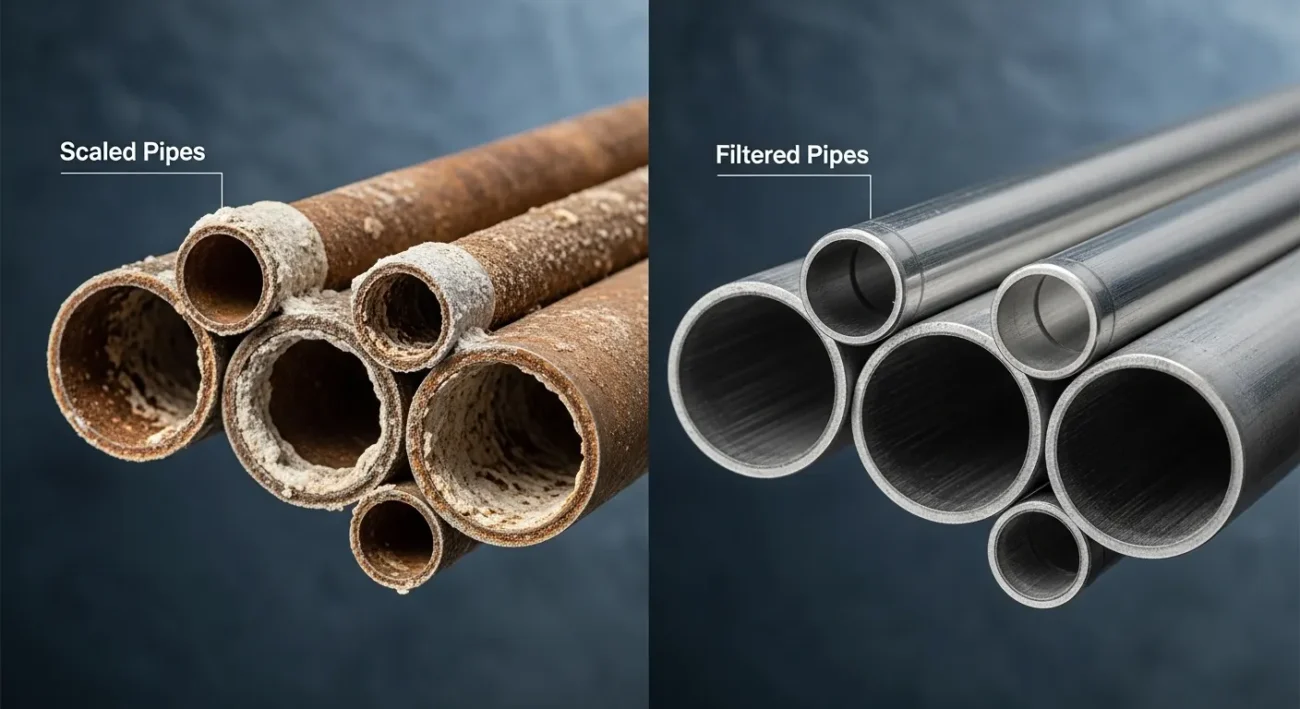 water scale vs filtered pipes uae - مودرن ووتر سوليشن