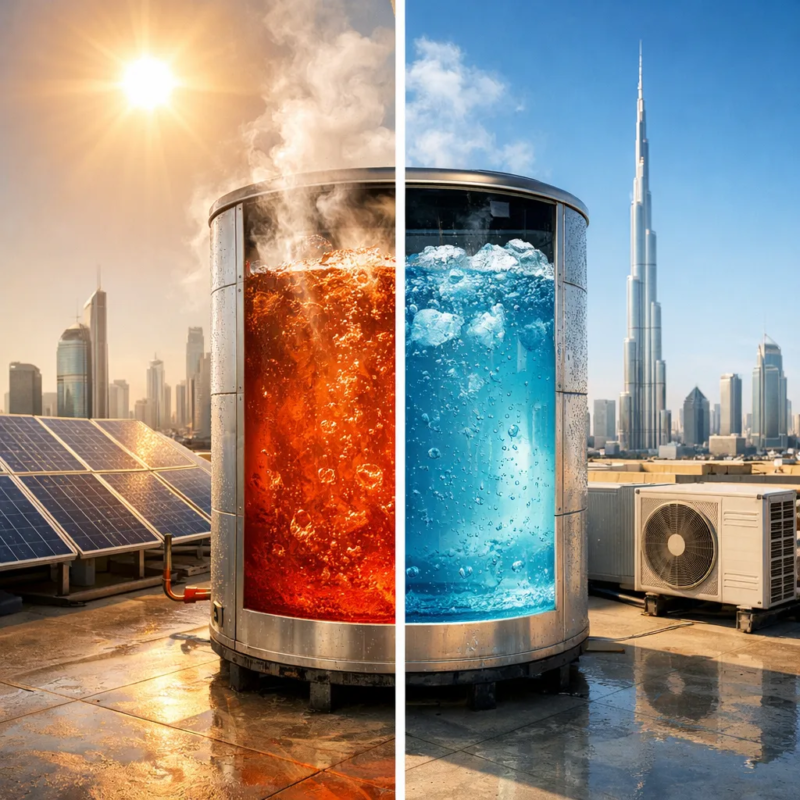 مقارنة بين الماء الساخن والبارد في الخزان